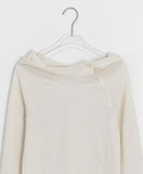 Lahomi Diagonal Ribbed Button Hood Long Sleeve Tee