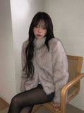 [Lining Quilting] Celan Hairy Fur Collar Jacket