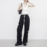 Pidyu Color Matching Side Slit Pants
