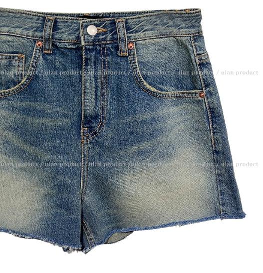 【U LAN】Bohemian Half-Length Denim Pants U LAN (ユーラン) - ボヘミアン4分丈デニムパンツ / Bohemian
