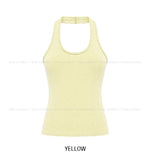 Mints Mother-of-Pearl Button Dot Halter Sleeveless Top