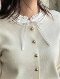 Kiren Layered Ribbon Blouse Knit Cardigan
