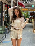 [Cup sleeveless + Belt set] Summer Bohemian Net Knit Set