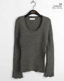 Lafen Angora Side Slit Damage Long Sleeve Knit