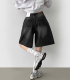 Loose Bermuda Thigh Cover Cooling Half Length Denim Shorts