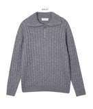 Cable pullover half zip-up knit