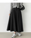 Hepburn A-Line Flare Fit Pin Tuck Banding Long Skirt