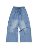 Washed Balloon Cargo Denim Pants