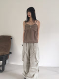 [MADE] Ferran chiffon shirring button sleeveless blouse
