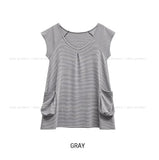 Acu Stripe Pintuck Pocket Short Sleeve