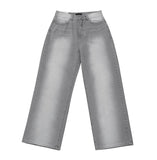 Silver Gray Wide Denim Pants
