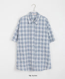 [BAONHAUS] Kureun check seersucker over short sleeve shirt