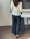 Mion V-neck Shirring Strap Blouse