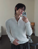 Kud Muscle Half Zip-Up ribbed Knit