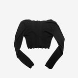 Eoneg Neck Crop Ribbed Cardigan