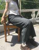 Daming Check Chiffon String Layered Long Skirt