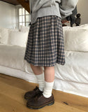 Lahae Pleated Check Midi Skirt