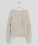 Ponpon Cable Wool Crop Round Knit