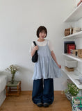 Sodel Summer Seersucker Check Sleeveless One Piece