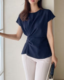 Want Me Short Sleeve Shirring Bendable Blouse