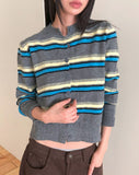 Runley Striped Shibori Round Neck Long Sleeve Cardigan