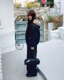 [Quilted lining] Boyin hooded fur hooded padded jumper