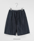 [unisex] Cant Raw Denim Banding Bermuda Pants