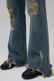 damage boot cut denim pants(blue)