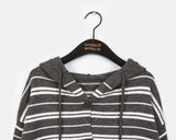 Salt Stripe Boxy Pocket Hooded Knit Cardigan