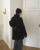 [Quilted lining / MADE] Ronb high neck double half coat