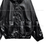 Binsi Pocket Overfit Hood Leather Jumper