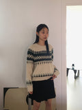 Babe Vintage Snowflake Nordic Round Long Sleeve Knit