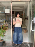 Myaho side snap balloon denim pants