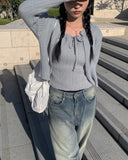 Cardi Rib Knit Tank Top Cardigan Set