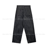 Comp raw pin tuck wide denim pants