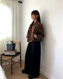 Cyan Suede Punching Collar Pocket Jacket