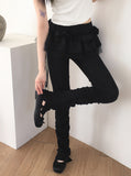 Hijet Shirring Pleated Under Slit Layered Banding Long Leggings Pants