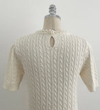 Shuena Pearl Neck Cable Short Sleeve Knit