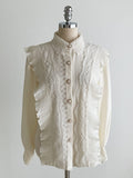 Crea Brushed Lace Collar Puff Blouse