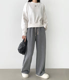 Melody thick brushed soft long wide training pants