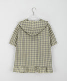 [BAONHAUS] Haseun Check Shirring Hood Jumper