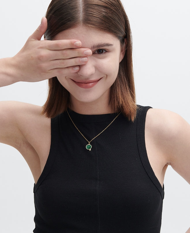◇HYERES LOR◇ Fenidor Silver (Y) Flat Necklace Malachite HL HYÈRES LOR (イエールロール ) - ペニドルプラットシルバー(Y