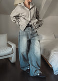 Shell Washing Wide Balloon Denim