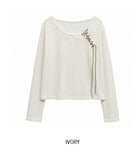 [PLAN MADE] Loop Lace-up Boat Neck Knit