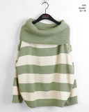 Dolce boxy stripe off-shoulder long sleeve knit