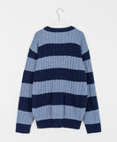 [unisex] Tomie cable stripe over knit