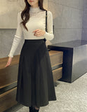 Milka Wool Brushed Pleated Long Skirt
