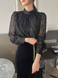 Seldin Velvet See-Through Dot Blouse