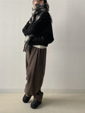 [unisex] Herringbone Wool Balloon Wide Pants