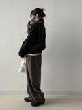 [unisex] Herringbone Wool Balloon Wide Pants